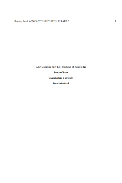 NR 661 Week 6 ePortfolio Part 2: Formal Paper, Includes Assignments That Reflect Your Understanding of FNP