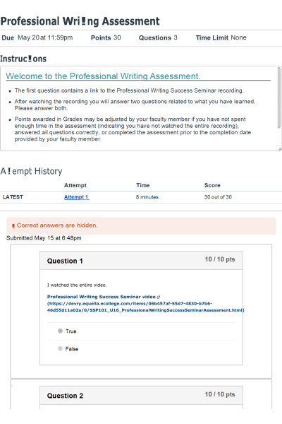 NR 103 Week 3 Professional Writing Assessment