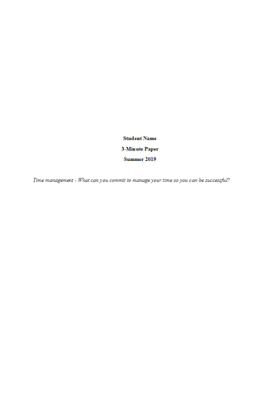NR 103 Week 6 In Class Assignment; 3 Minute Paper