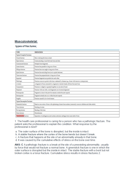 NR 507 Week 7 Quiz Study Guide (Musculoskeletal, Gastrointestinal, Endocrine)