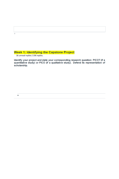 NR 660 Week 1 Discussion; Identifying the Capstone Project