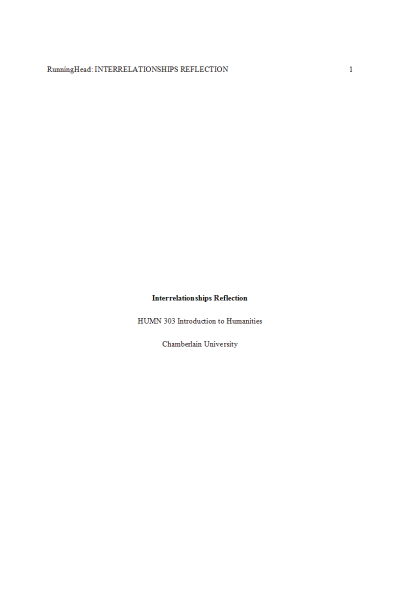 HUMN 303N Week 8 Assignment; Essay - Interrelationships Reflection