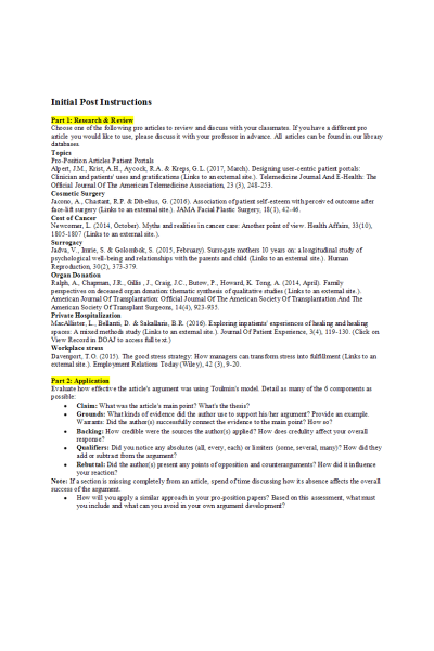 ENGL 147N Week 2 Discussion; Argumentative Strategies