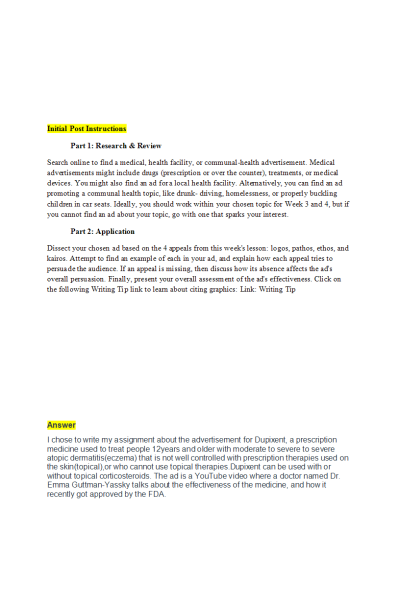 ENGL 147N Week 3 Discussion; Appealing the Audience