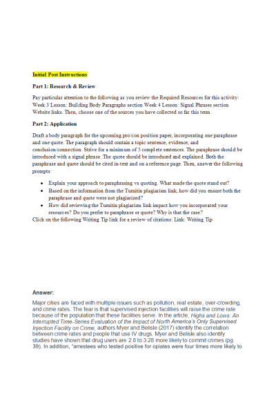 ENGL 147N Week 5 Discussion 2; Source Incorporation & Academic Integrity