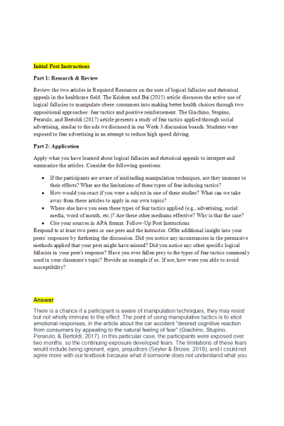 ENGL 147N Week 6 Discussion 2; Deceptive Arguments