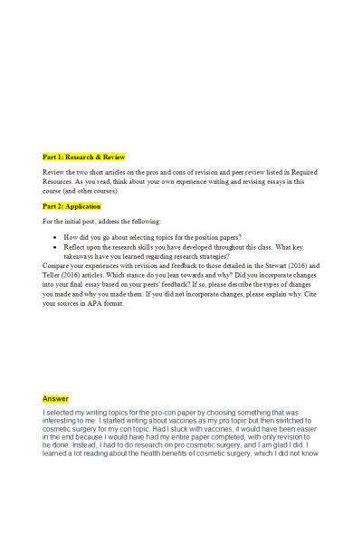 ENGL 147N Week 8 Discussion; Reflection