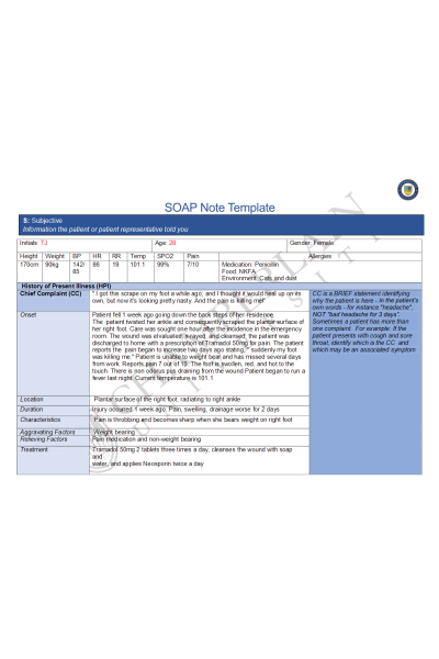 NR 509 Week 1 SOAP Note Health History