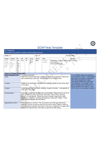 NR 509 Week 4 SOAP Note Chest Pain