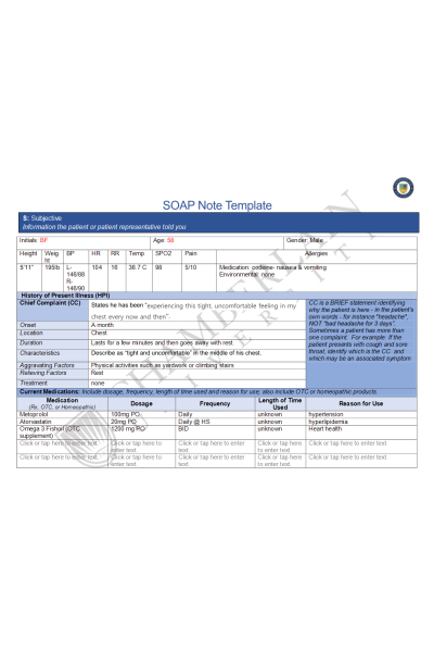 NR 509 Week 4 SOAP Note Cardiovascular