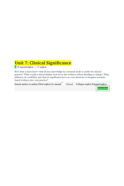 NR 449 Week 7 Discussion; Clinical Significance; 46 Pages