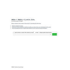 NR 601 Week 1 Weekly Clinical Goal