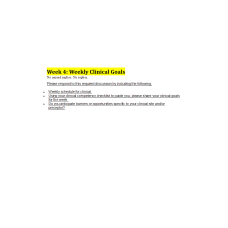 NR 601 Week 4 Weekly Clinical Goal