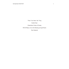 NR 601 Week 5 Case Study Assignment; Mrs. Wong-59 Year-old Female
