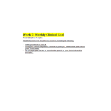 NR 601 Week 7 Weekly Clinical Goals