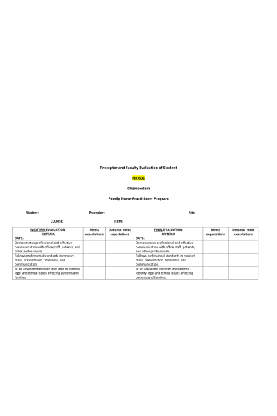 NR 601 Week 8 Clinical Performance Evaluation