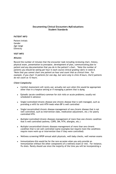 NR 601 Week 8 Documenting Clinical Encounter - MyEvaluations