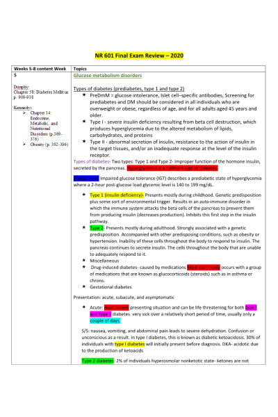 NR 601 Week 8 Final Exam; Study Guide, Review, Outline (Spring 2020)