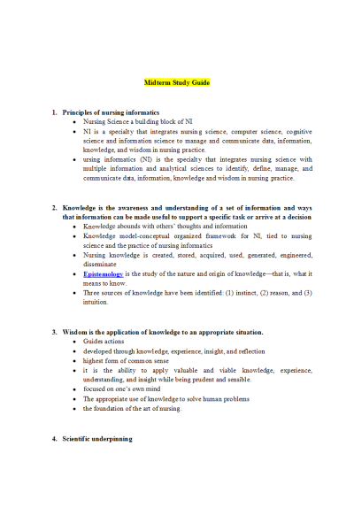 NR 599 Week 4 Midterm Study Guide