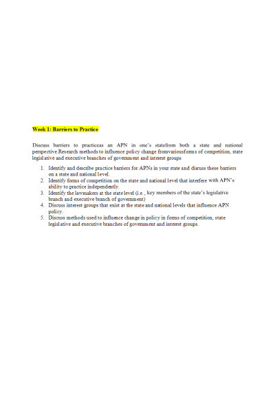 NR 506 Week 1 Discussion; Barriers to Practice (Original Post & Responses)