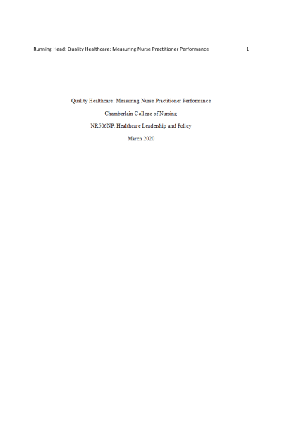NR 506 Week 3 Assignment; Quality Healthcare: Measuring NP Performance - BMI Assessment from HEIDIS Effectiveness of Care