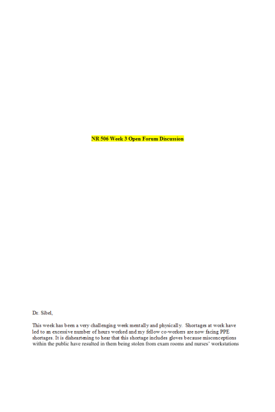 NR 506 Week 3 Open Forum Discussion