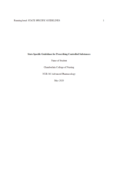 NR 565 Week 2 Assignment; Arizona State Specific Guidelines for Prescribing Controlled Substances