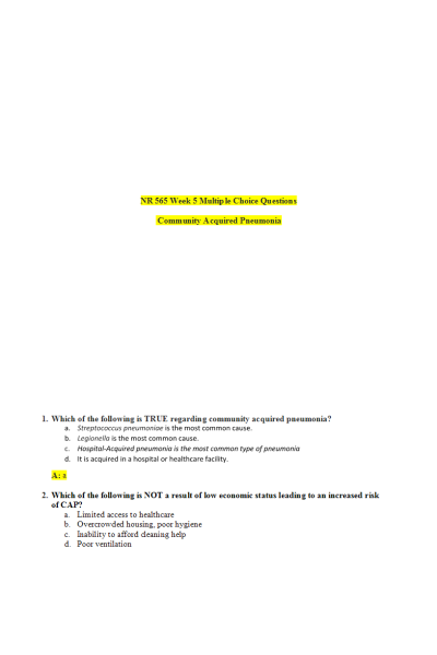 NR 565 Week 5 Multiple Choice Questions