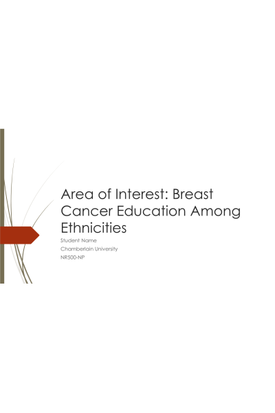 NR 500NP Week 6 Assignment; Area of Interest Power Point Presentation - Breast Cancer Education