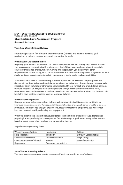 NR 500 Week 7 Assessment; CEAP Focused Activities