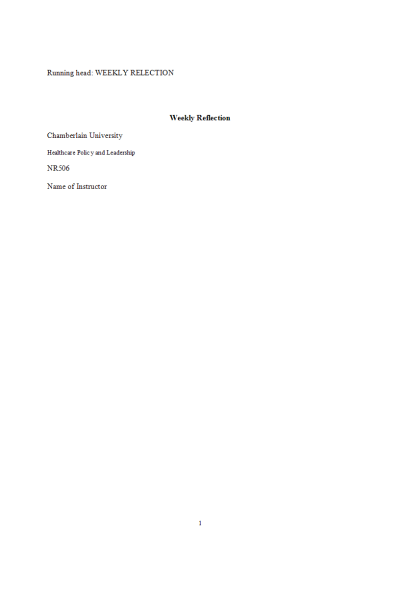 NR 506 Week 2 Reflection on Learning