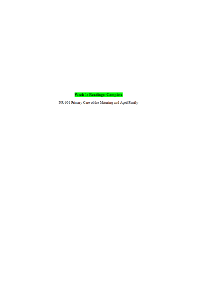 NR 601 Week 1 Readings: Year 2020