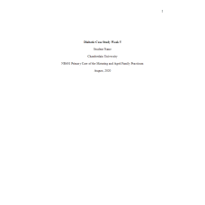NR 601 Week 5 Case Study Assignment; Diabetic Case Study: Year 2020