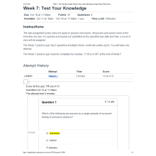 NR 601 Week 7 Test Your Knowledge__Primary Care of the Maturing and Aged Family Practicum: Year 2020