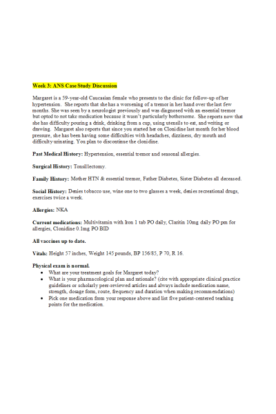 NR 565 Week 3 ANS Case Study Discussion (Original Post)