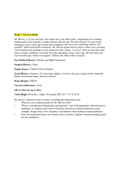 NR 565 Week 7 GI Case Study (Original Post)