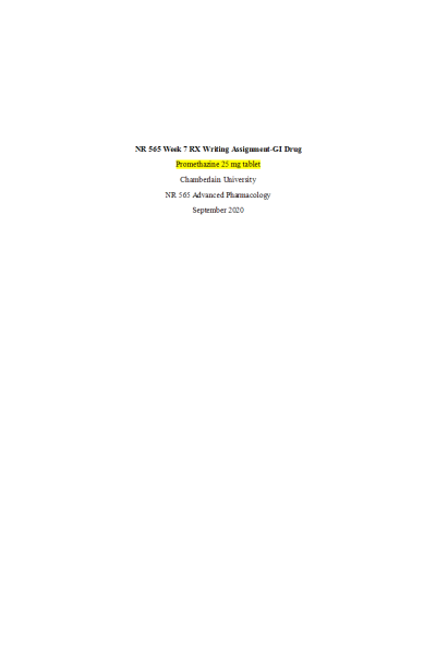 NR 565 Week 7 RX Writing Assignment-GI Drug