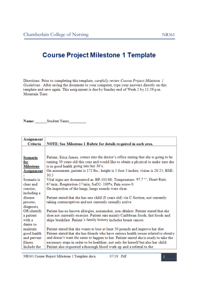 NR 361 Week 2 Course Project Milestone 1 - mHealth App 