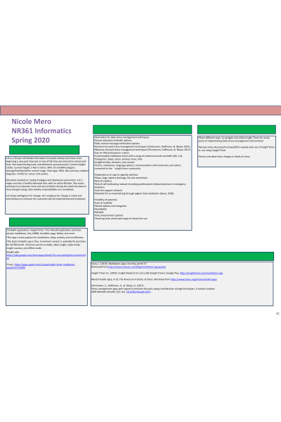 NR 361 Week 6 Course Project Milestone 3; Poster in Microsoft Office Format - Stress Management