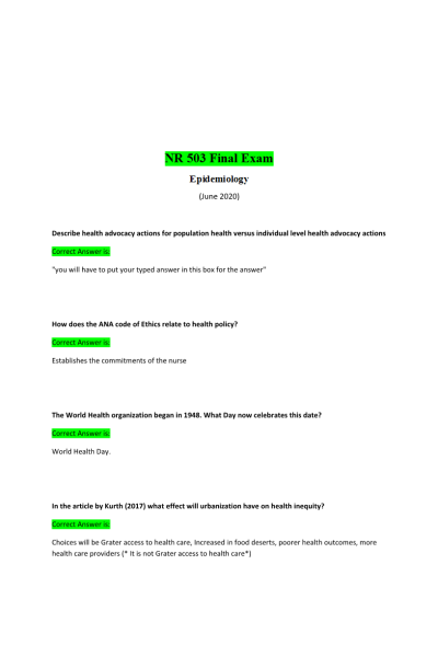 NR 503 Week 8 Final Quiz