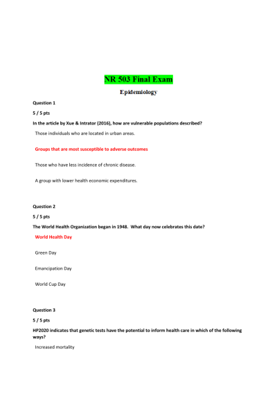 NR 503 Week 8 Final Quiz