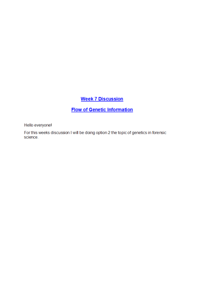 CHEM 120 Week 7 Discussion; Flow of Genetic Information