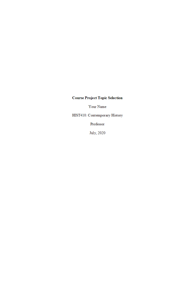 HIST 410N Week 3 Course Project Topic Selection