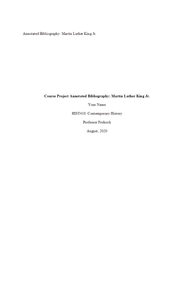 HIST 410N Week 5 Course Project Annotated Bibliography