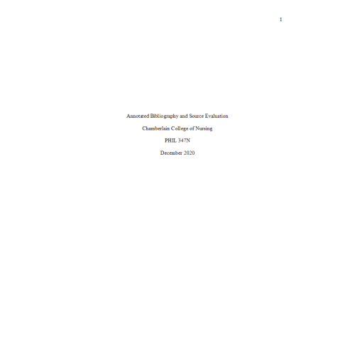 PHIL 347 Week 5 Course Project; Annotated Bibliography and Source