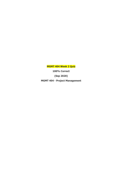 MGMT 404 Week 2 Quiz