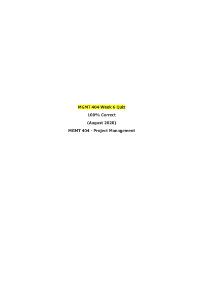 MGMT 404 Week 6 Quiz