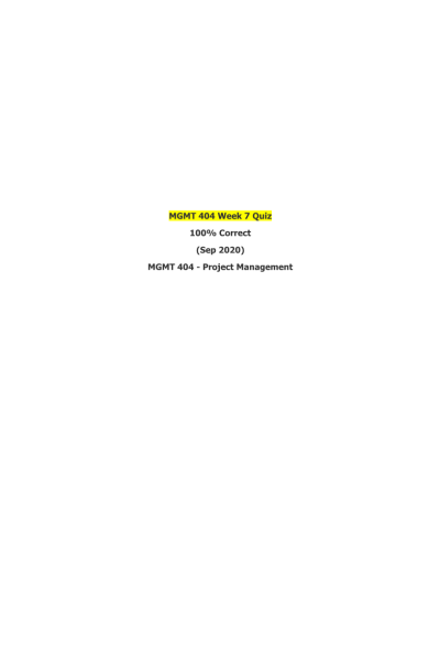 MGMT 404 Week 7 Quiz