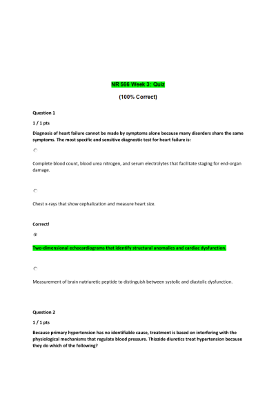 NR 566 Week 3 Quiz; Advanced Pharmacology for Care of the Family (Oct 2020)