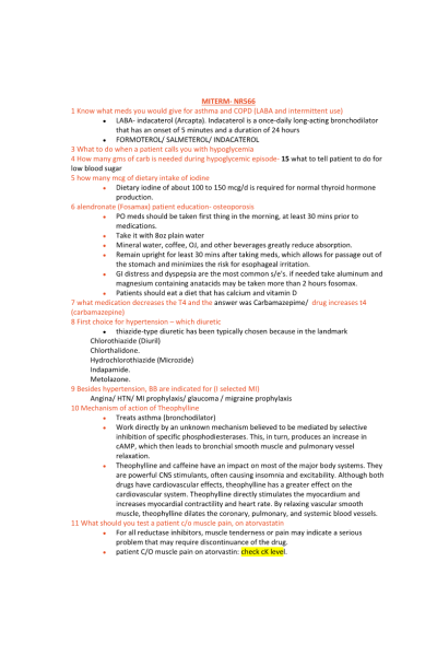 NR 566 Week 4 MidTerm Review